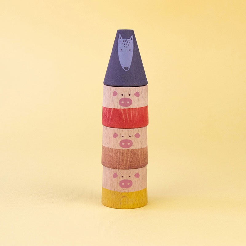 joguina de fusta dels 3 porquets